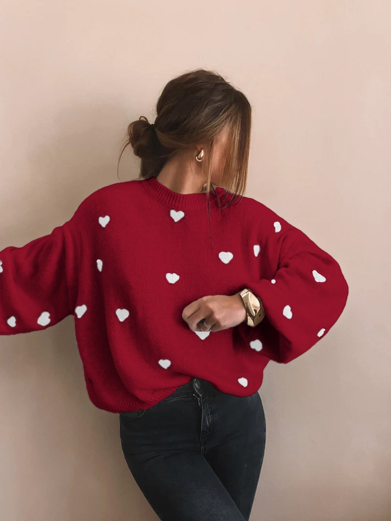 Women's printed crew neck sweater