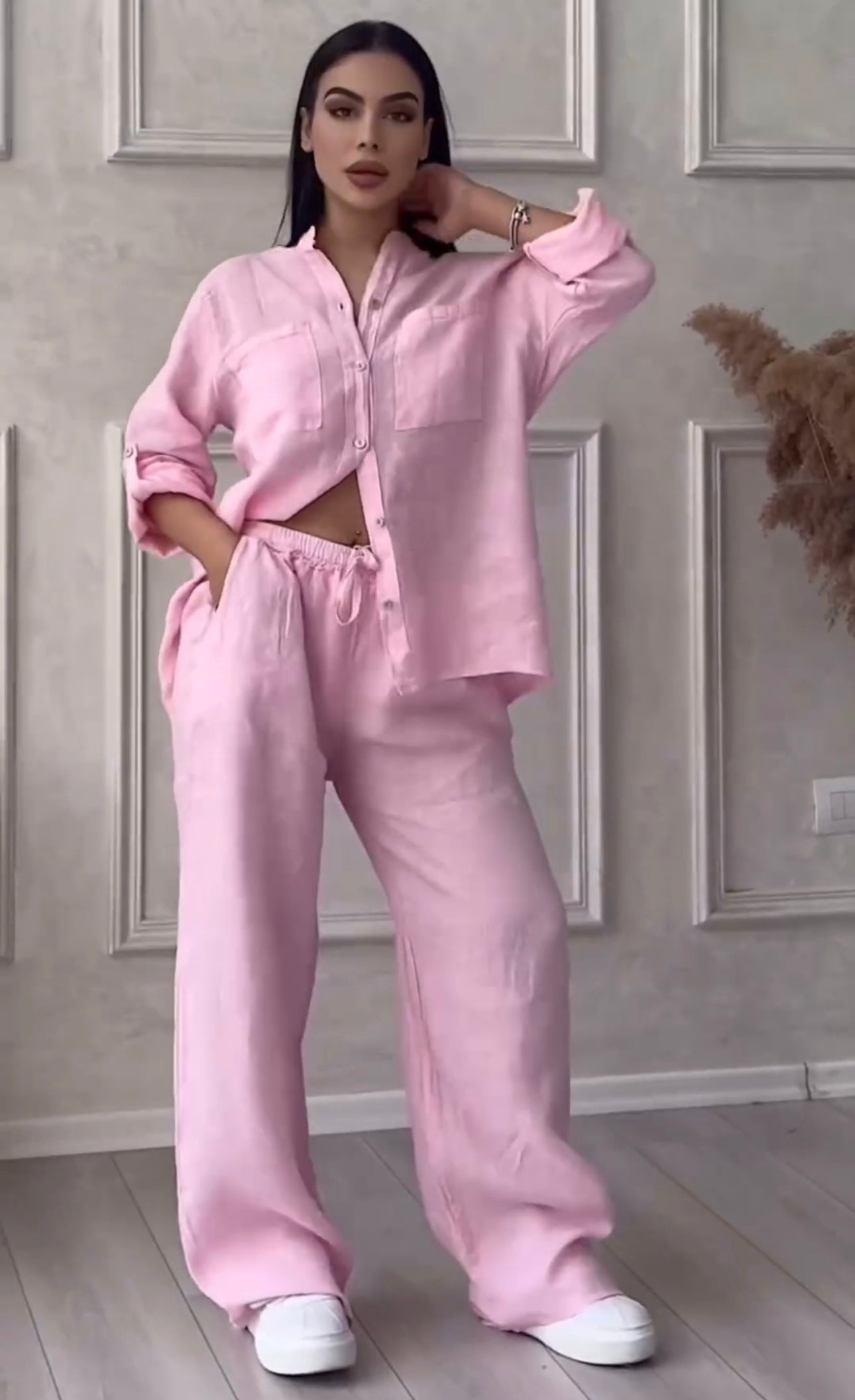 Women Linen Shirt & Trouser Set