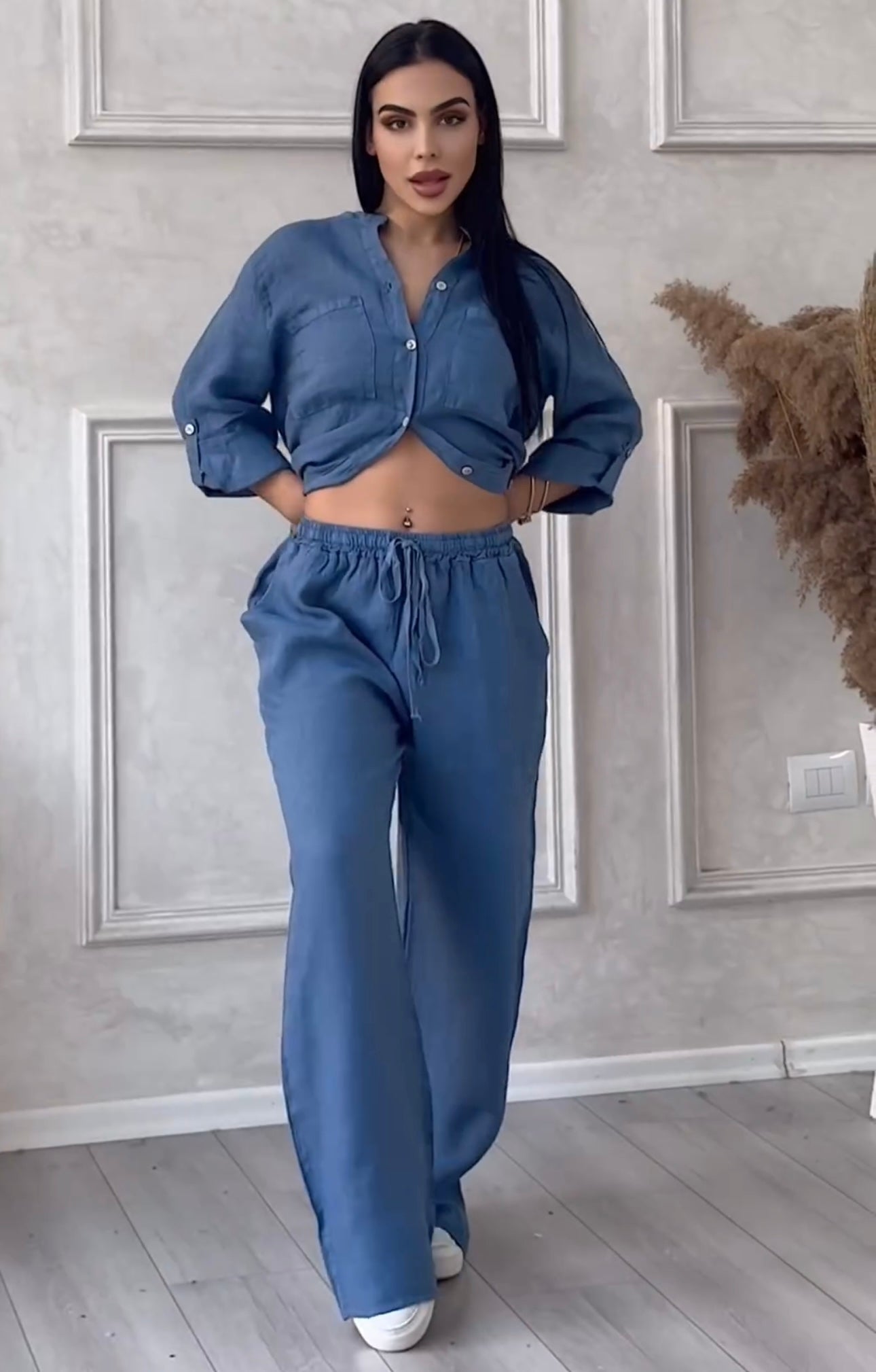 Women Linen Shirt & Trouser Set